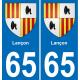 65 Lançon autocollant sticker plaque immatriculation auto ville