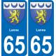 65 Pau autocollant sticker plaque immatriculation auto ville