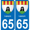 65 Lapeyre autocollant sticker plaque immatriculation auto ville