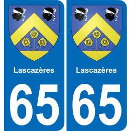 65 Lascazères autocollant sticker plaque immatriculation auto ville