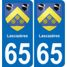 65 Lascazères placa etiqueta de registro de la ciudad