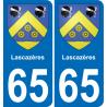 65 Lascazères autocollant sticker plaque immatriculation auto ville
