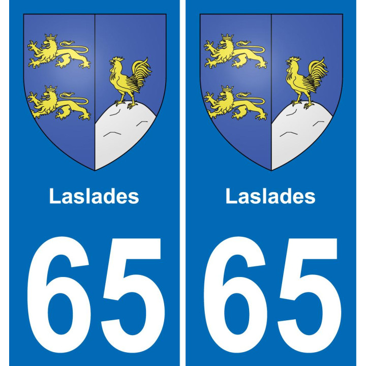65 Laslades autocollant sticker plaque immatriculation auto ville