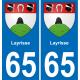65 Pau autocollant sticker plaque immatriculation auto ville