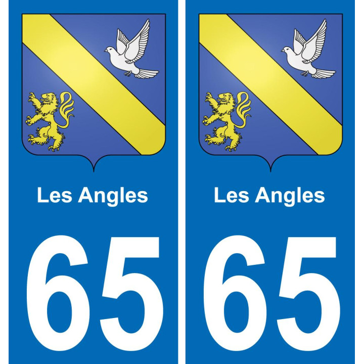 65 Les Angles autocollant sticker plaque immatriculation auto ville