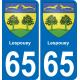 65 Pau autocollant sticker plaque immatriculation auto ville