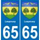 65 Lespouey autocollant sticker plaque immatriculation auto ville