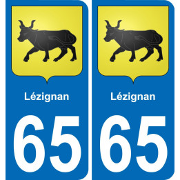 65 Lézignan placa etiqueta de registro de la ciudad