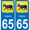 65 Lézignan autocollant sticker plaque immatriculation auto ville
