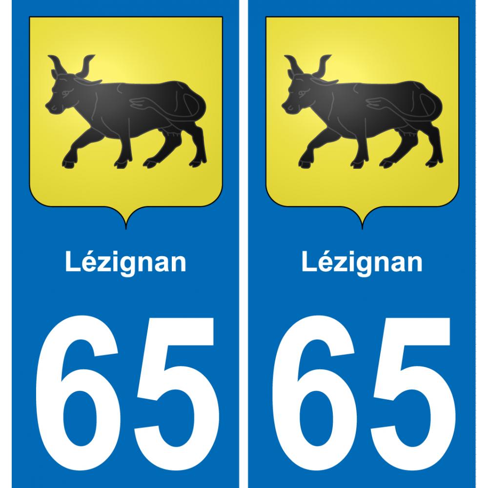 65 Lézignan autocollant sticker plaque immatriculation auto ville