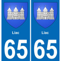 65 Liac sticker plate registration city