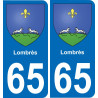 65 Lombrès placa etiqueta de registro de la ciudad