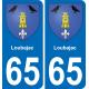65 Loubajac autocollant sticker plaque immatriculation auto ville