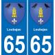 65 Loubajac autocollant sticker plaque immatriculation auto ville
