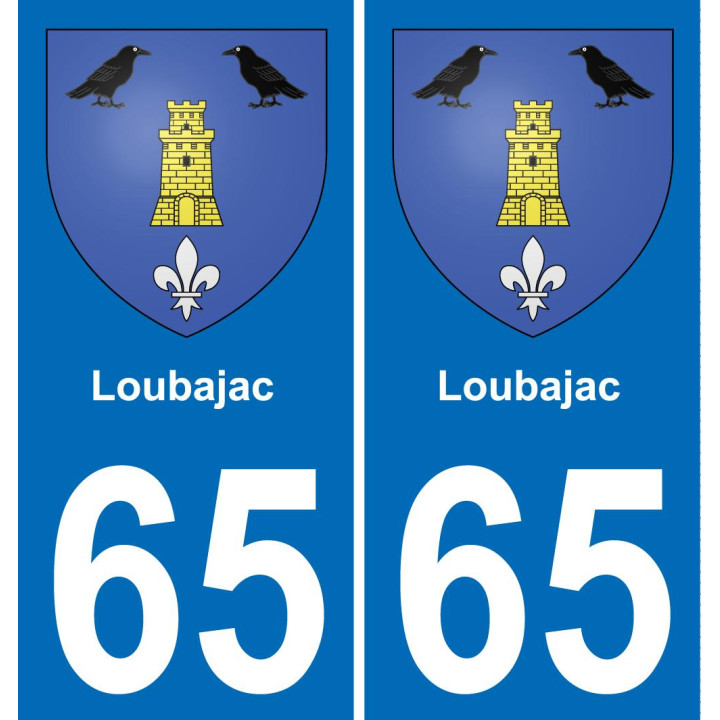 65 Loubajac placa etiqueta de registro de la ciudad