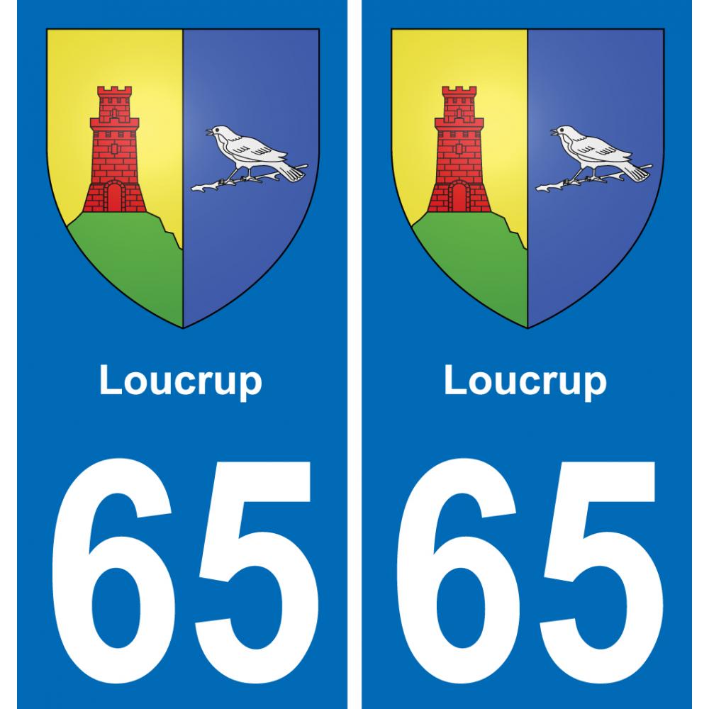 65 Loucrup sticker plate registration city