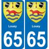 65 Louey autocollant sticker plaque immatriculation auto ville