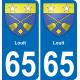 65 Louit sticker plate registration city