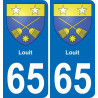 65 Louit autocollant sticker plaque immatriculation auto ville