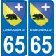 65 Pau autocollant sticker plaque immatriculation auto ville