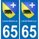 65 Pau autocollant sticker plaque immatriculation auto ville