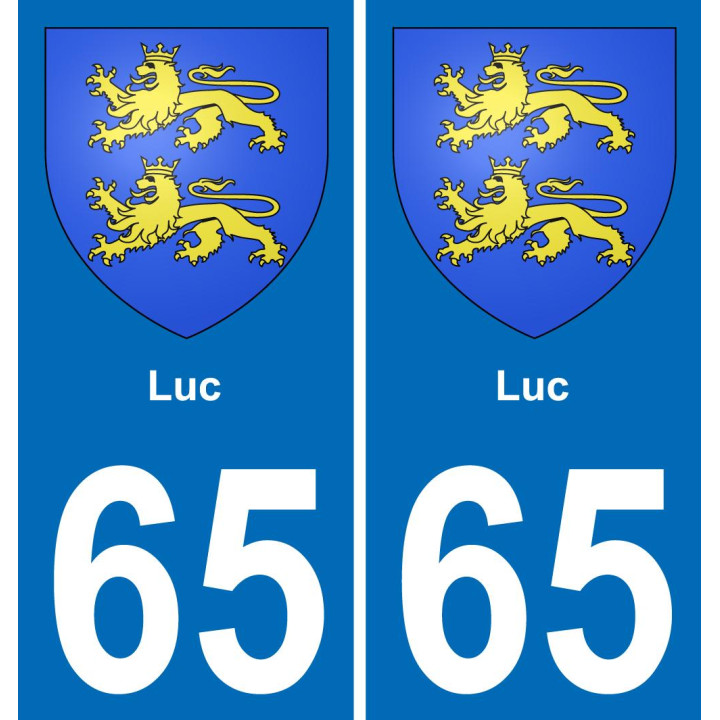 65 Luc autocollant sticker plaque immatriculation auto ville