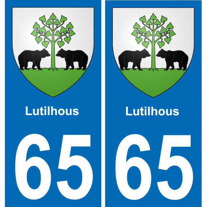 65 Lutilhous autocollant sticker plaque immatriculation auto ville