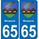65 Marquerie autocollant sticker plaque immatriculation auto ville