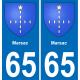 65 Marsac autocollant sticker plaque immatriculation auto ville
