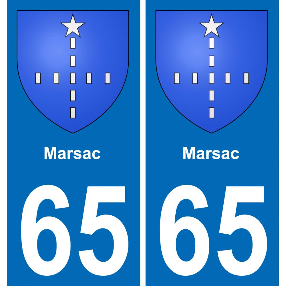 65 Marsac sticker plate registration city