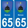 65 Marsas autocollant sticker plaque immatriculation auto ville