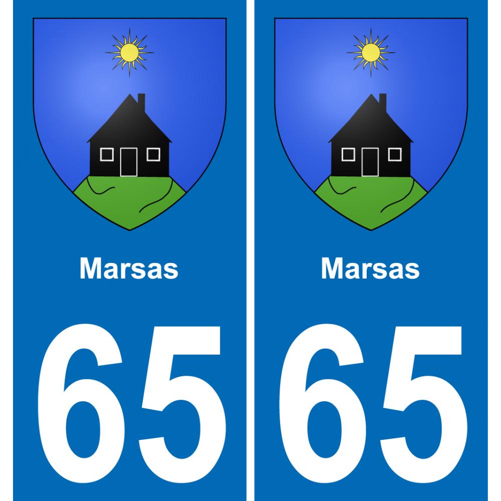 65 Marsas autocollant sticker plaque immatriculation auto ville