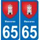 65 Mascaras autocollant sticker plaque immatriculation auto ville