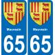 65 Mauvezin autocollant sticker plaque immatriculation auto ville