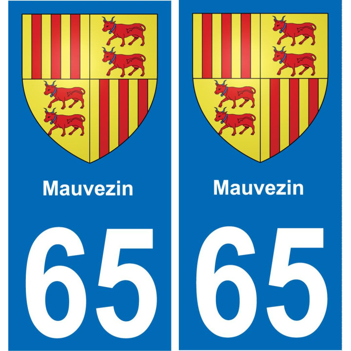 65 Mauvezin placa etiqueta de registro de la ciudad