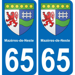 65 Mazères-de-Neste placa etiqueta de registro de la ciudad