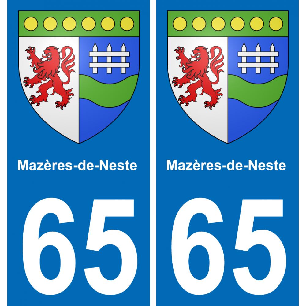 65 Mazères-de-Neste adesivo piastra di registrazione city