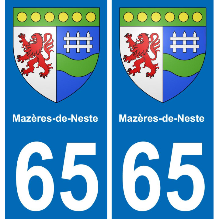 65 Mazères-de-Neste autocollant sticker plaque immatriculation auto ville
