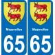 65 Pau autocollant sticker plaque immatriculation auto ville