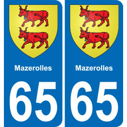 65 Mazerolles placa etiqueta de registro de la ciudad