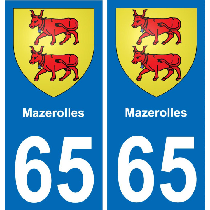 65 Mazerolles placa etiqueta de registro de la ciudad
