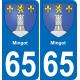 65 Mingot autocollant sticker plaque immatriculation auto ville