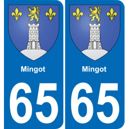 65 Mingot autocollant sticker plaque immatriculation auto ville