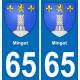 65 Mingot autocollant sticker plaque immatriculation auto ville