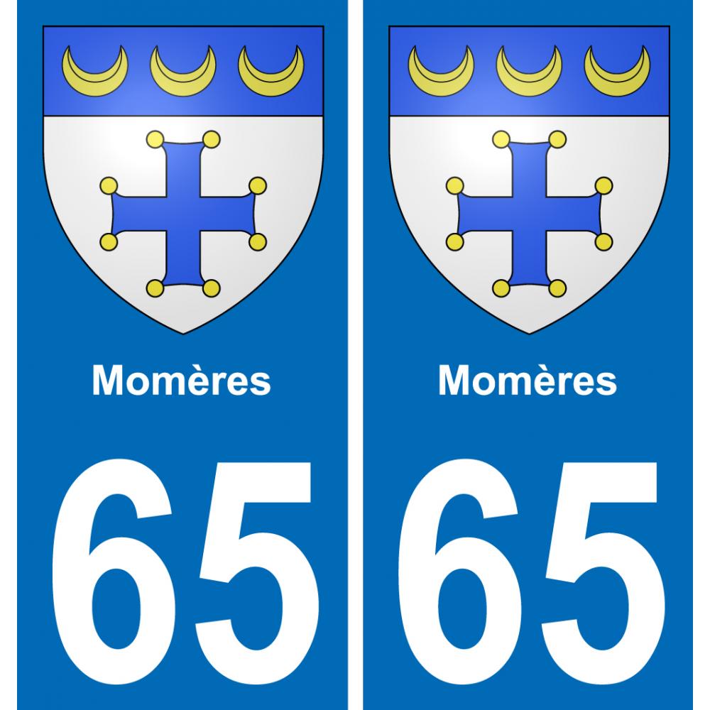 65 Momères autocollant sticker plaque immatriculation auto ville