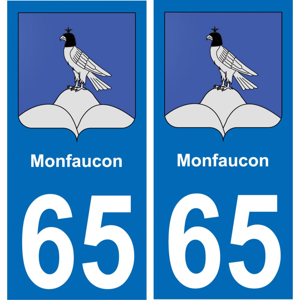 65 Monfaucon placa etiqueta de registro de la ciudad