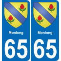 65 Monlong autocollant sticker plaque immatriculation auto ville
