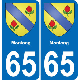 65 Monlong autocollant sticker plaque immatriculation auto ville