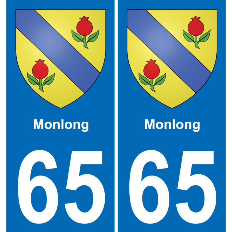 65 Monlong autocollant sticker plaque immatriculation auto ville