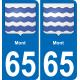 65 Pau autocollant sticker plaque immatriculation auto ville